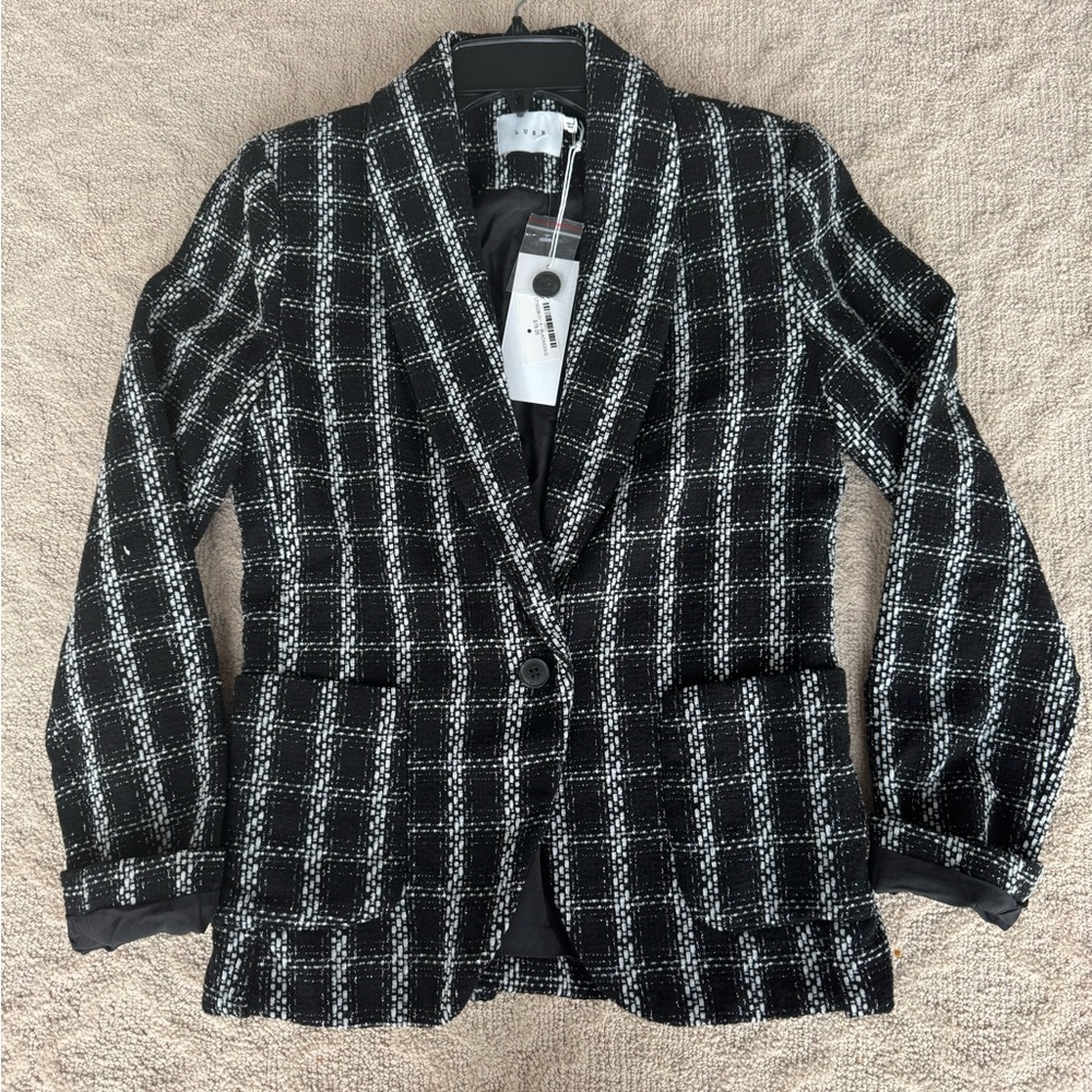 NWT Lush Tweed Black & White Blazer Size Small